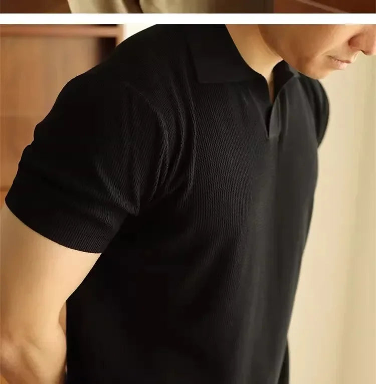 V-neck Knitted Polo Shirt