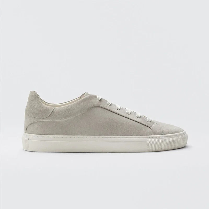 Flat Basic Cowhide Leather Sneakers