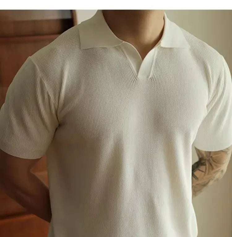 V-neck Knitted Polo Shirt