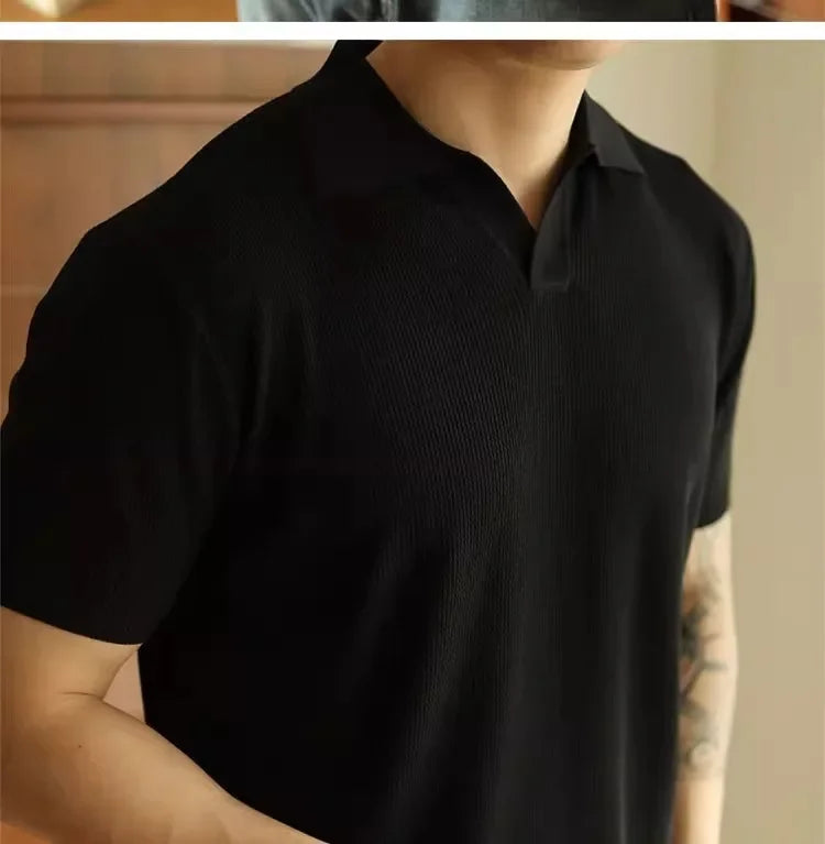 V-neck Knitted Polo Shirt