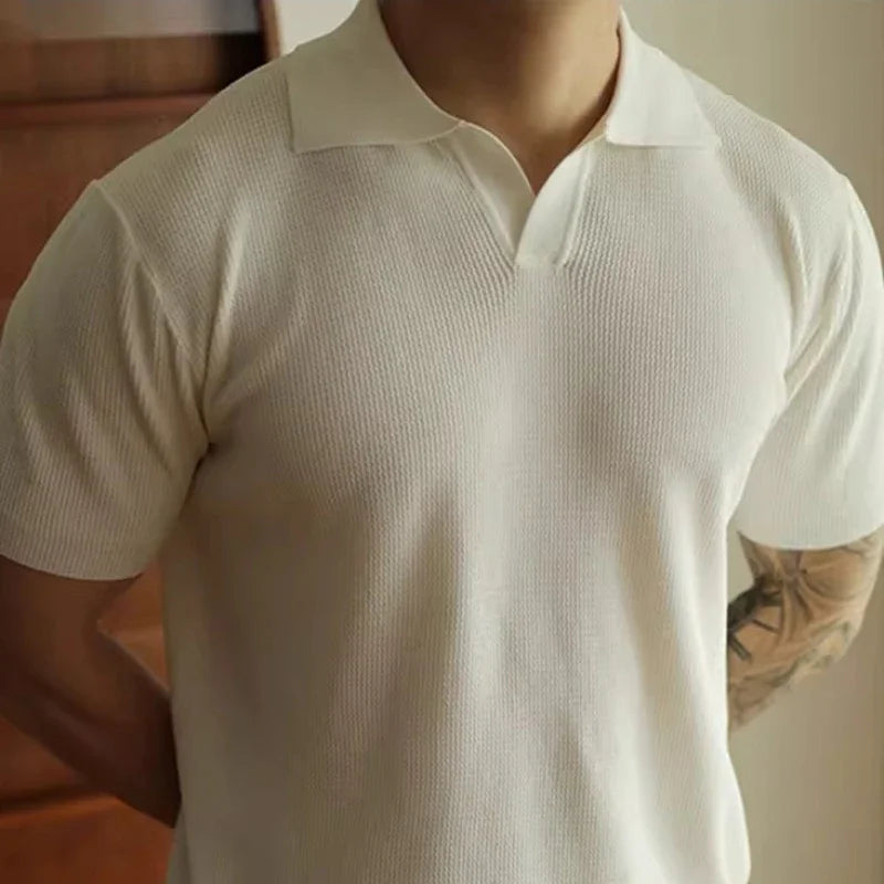 V-neck Knitted Polo Shirt