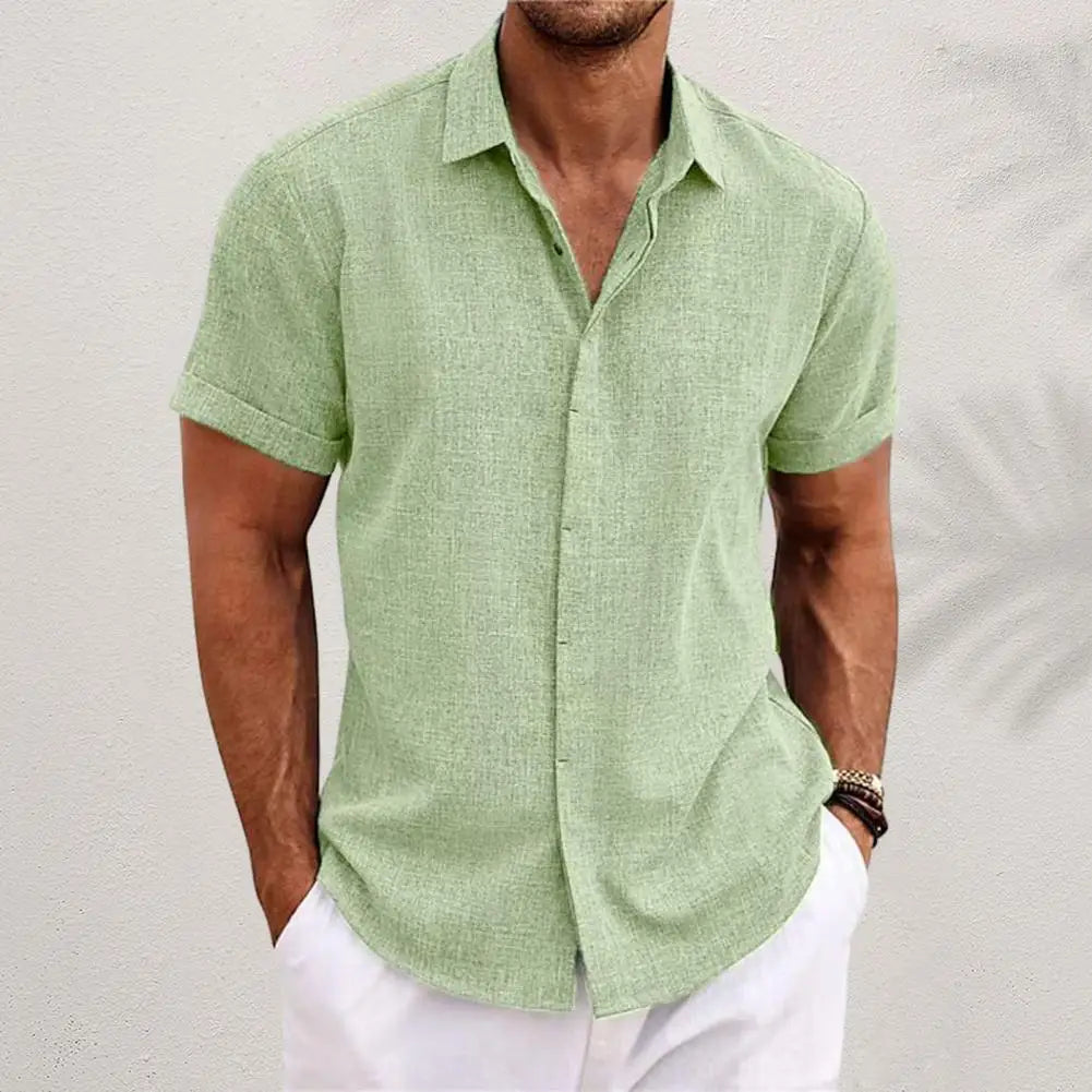 Linen Short Sleeve Buttoned Shirt