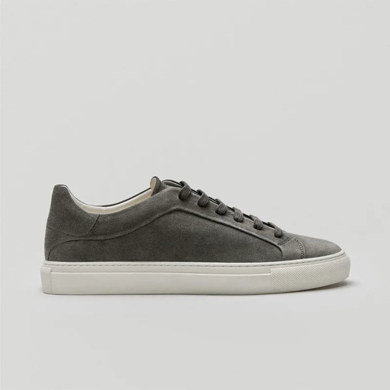 Flat Basic Cowhide Leather Sneakers