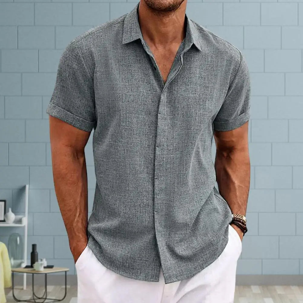 Linen Short Sleeve Buttoned Shirt