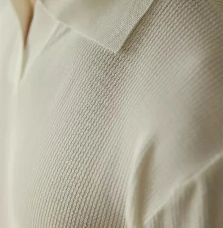 V-neck Knitted Polo Shirt