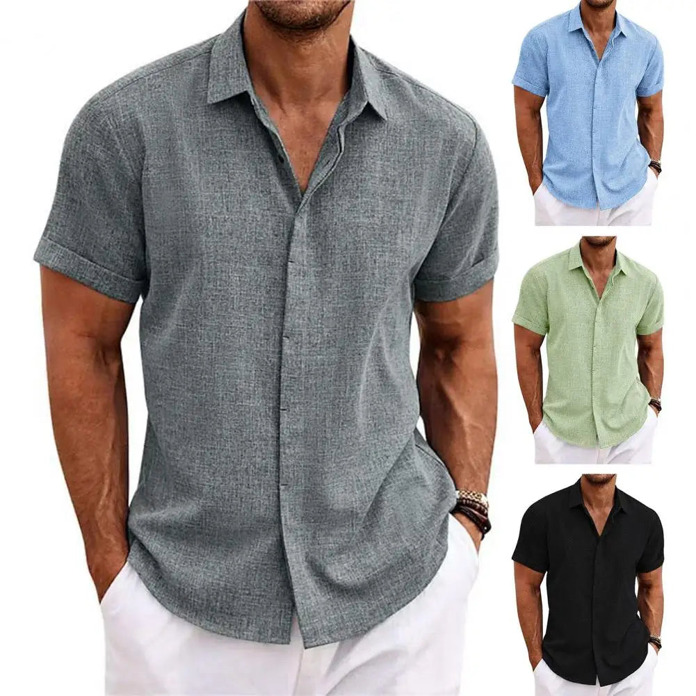 Linen Short Sleeve Buttoned Shirt