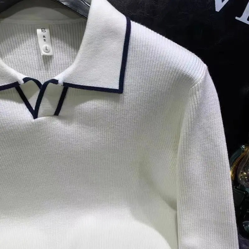 Long Sleeve Knitted Polo