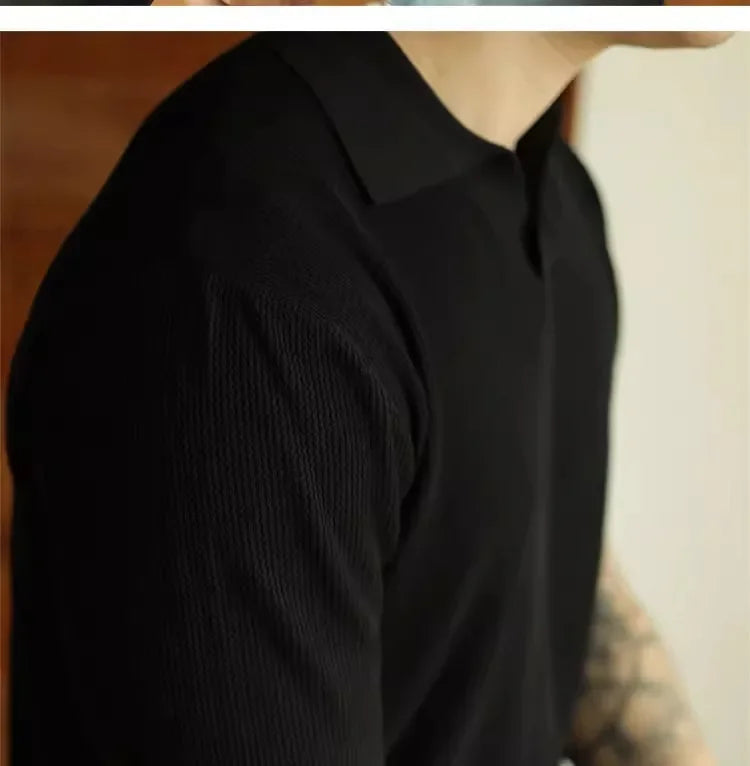 V-neck Knitted Polo Shirt