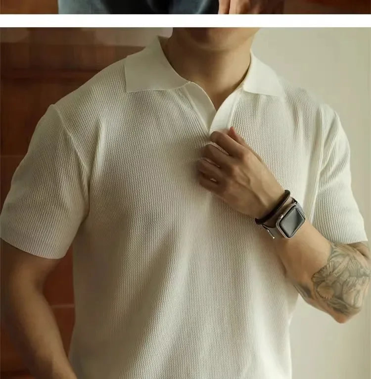 V-neck Knitted Polo Shirt