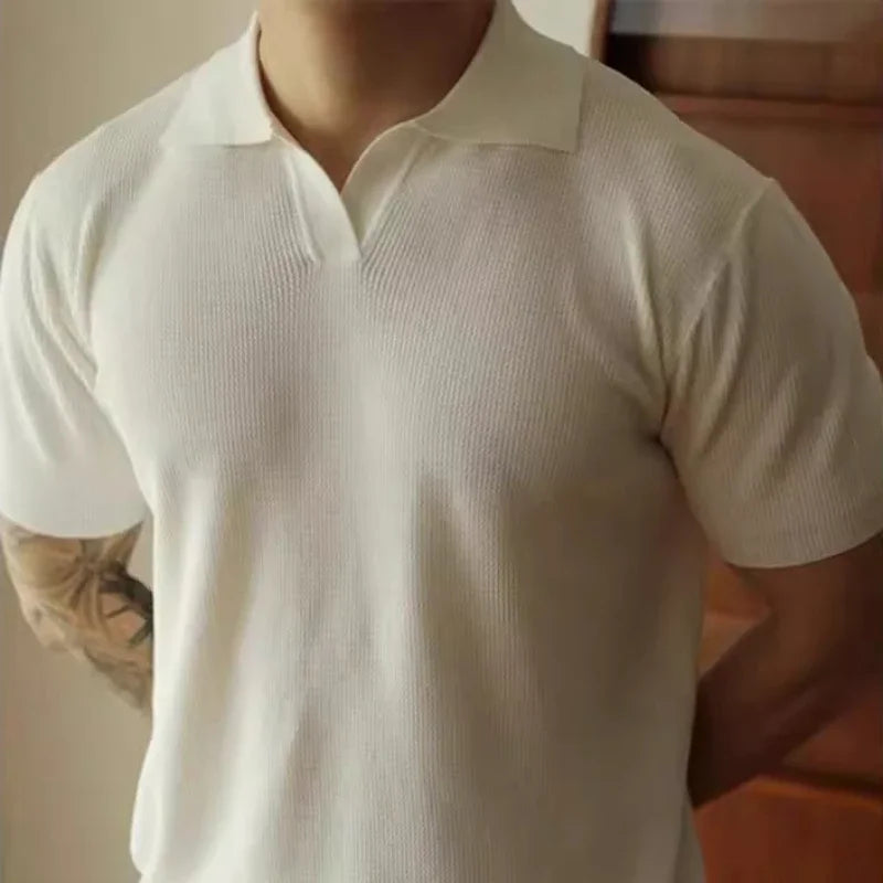 V-neck Knitted Polo Shirt